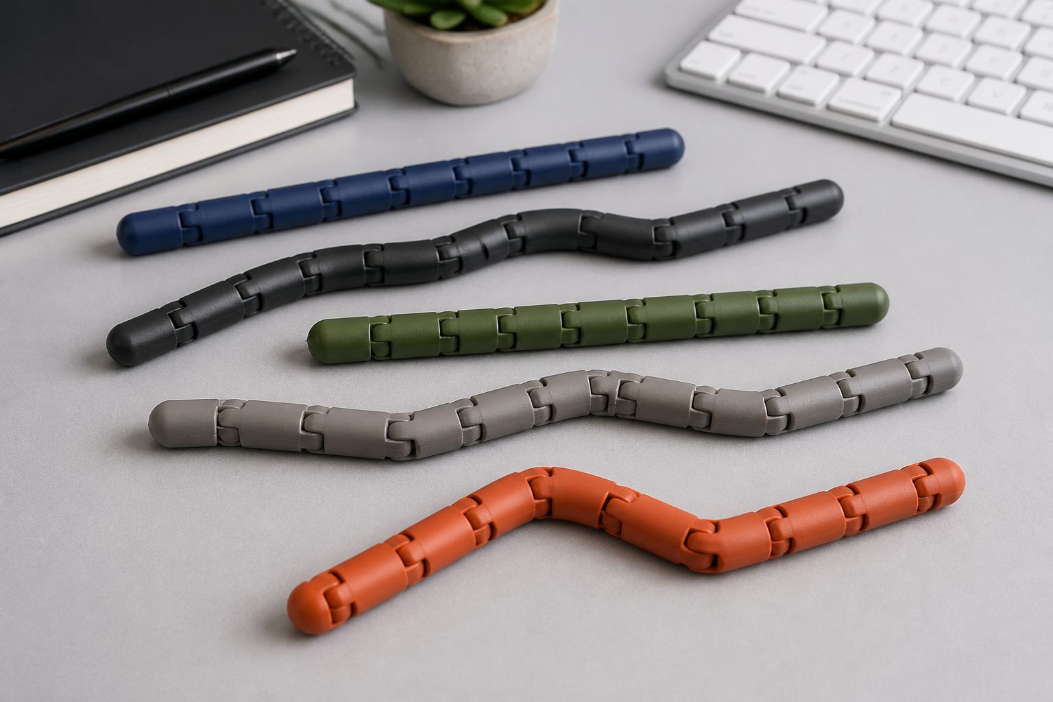 Plastic segmented fidget twist sticks