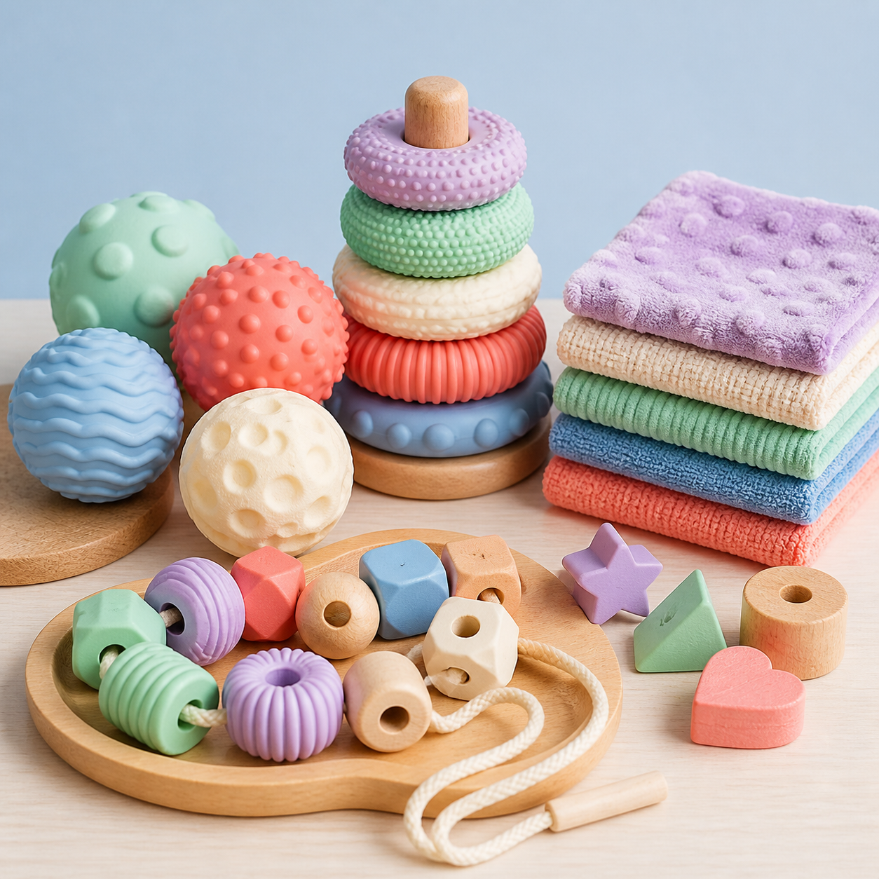 Sensory play kit with textured toys